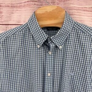 Southern Marsh Shirt Mens XL Blue Gingham Cotton Button Down Casal Preppy